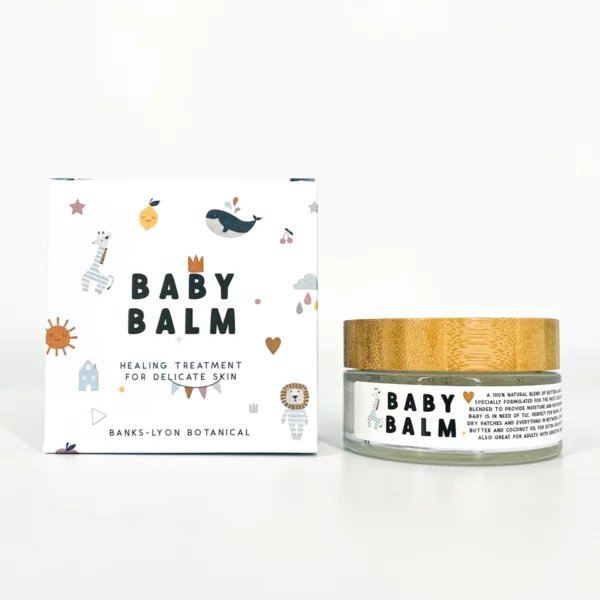 Pot de baume bébé Banks-Lyon Botanical et son emballage