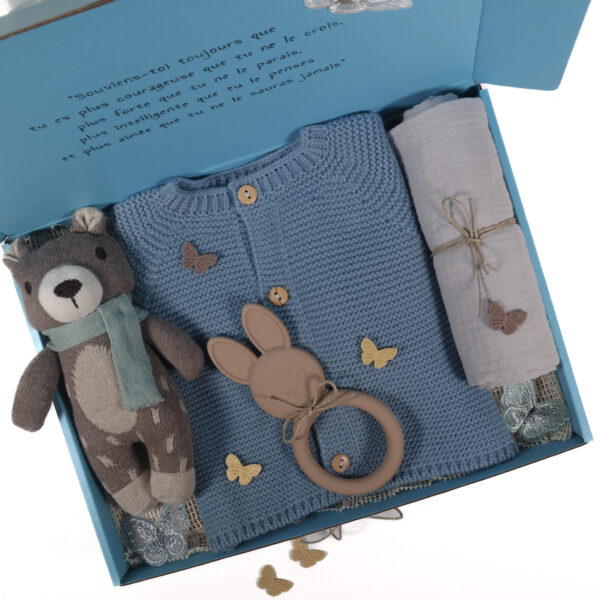 Contenu du coffret naissance Aaron vu du dessus