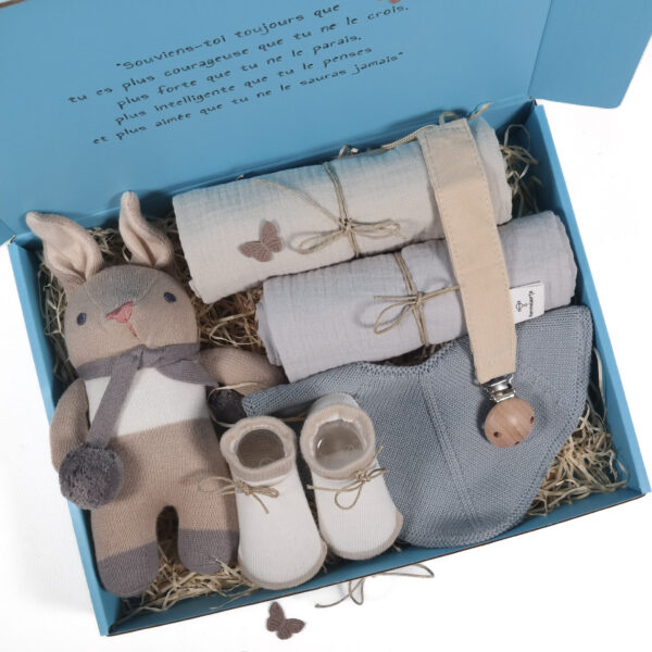 Contenu du coffret naissance Elias vu du dessus