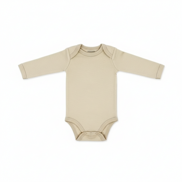 Body bébé à manches longues beige uni