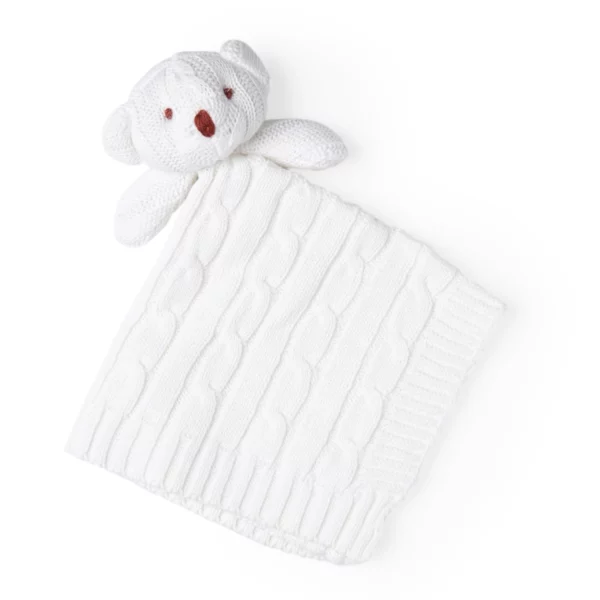 Doudou ours tricoté blanc