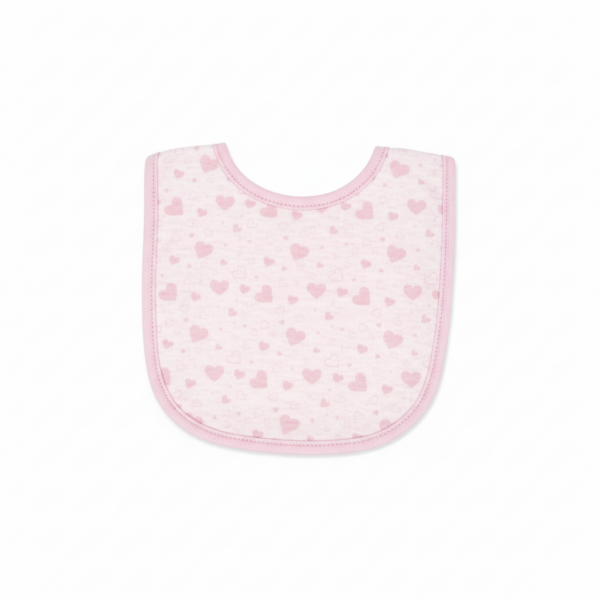 Bavoir bébé rose avec motif de cœurs