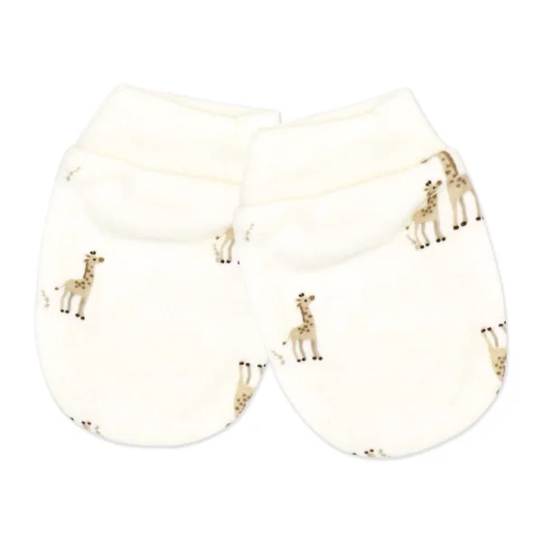Paire de moufles bébé crème avec motifs girafes