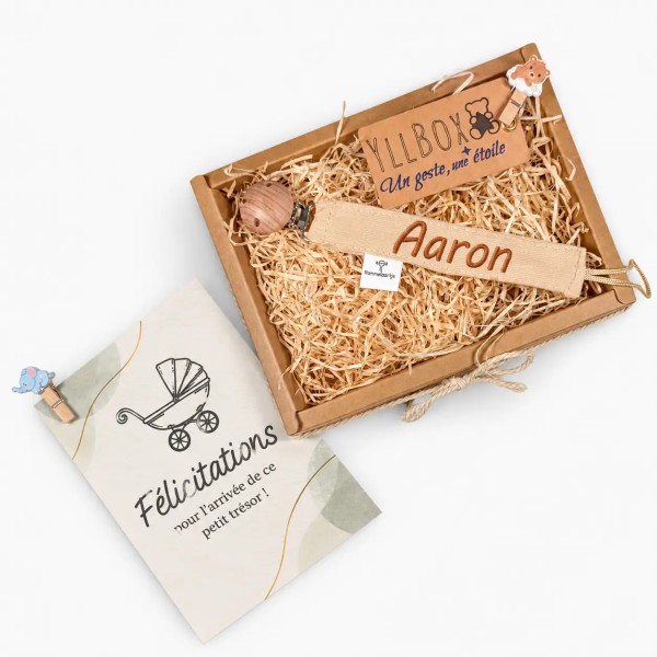 Attache sucette personnalisée – coffret naissance YllBox